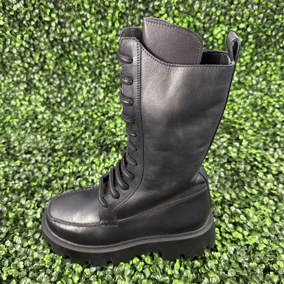 Free People combat boots Jones Lug Sole Lace Up Size 7.5 Black Leather NWB - Picture 5 of 9